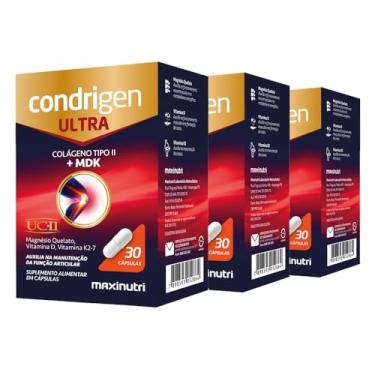 Imagem de Kit 3 Condrigen Ultra Colágeno Tipo 2 com MDK UC-II Magnésio Quelato Vitaminas D e K2-7 30 Cápsulas Chikweb