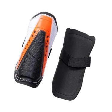 Imagem de rockible Caneleiras de futebol, protetor de perna, caneleiras de perna para todas as idades, equipamento de proteção de futebol esquerdo e direito, caneleiras, Laranja 20 Cm