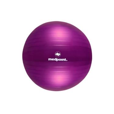 Imagem de Bola de Pilates 65cm Roxo para Yoga Fitness e Ginástica Suporta até 300kg Ideal para Abdominal e Fisioterapia com Bomba Fortalecimento, Tonificação e Flexibilidade Antiestouro