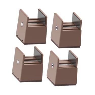 Imagem de IEUDNS 4Pcs Cama Risers Móveis Risers Piso Protetor Antiderrapante Resistente Quadrado Cadeira Risers com Grampo de Parafuso Ajustável para Sofá, Marrom, Altura 50mm