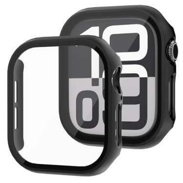 Imagem de Lovandare Pacote com 2 capas para Apple Watch Series 10 46 mm, película protetora de tela rígida ultrafina HD, proteção total resistente a arranhões para iWatch 10, preta