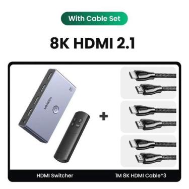 Imagem de USBHUB HDMI UGREEN 2.1 2.0 8K Switch 3 em 1 Out com Controle Remoto 8K