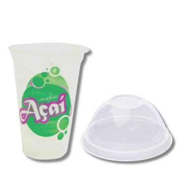 Imagem de Kit c/ 100 un. de copo p/ acai 550 ml.   100 un. de tampa s/ furo p/ c