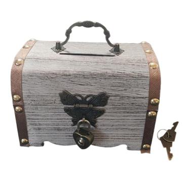 Imagem de DimyFew Cofrinho de Madeira Decorativo Pirata com Fechadura E Chave Caixa de Armazenamento de Tesouros para Crianças Presentes Brindes de Festa Pirata