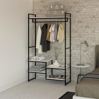 Imagem de Guarda Roupa Closet Estilo Industrial, Aço/mdf! - Lenna-Decor, Branco