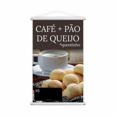 Imagem de Banner Café E Pão De Queijo Preço Cafeteria Lona Grande - Plimshop