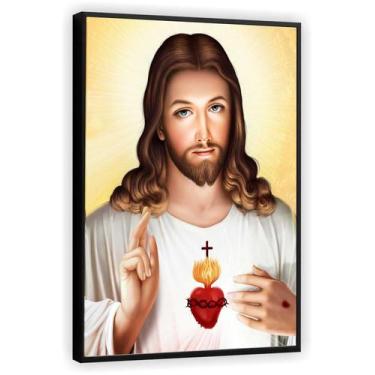 Imagem de Quadro Decorativo Jesus Sagrado Coração Grande Tela Canvas Premium Sal