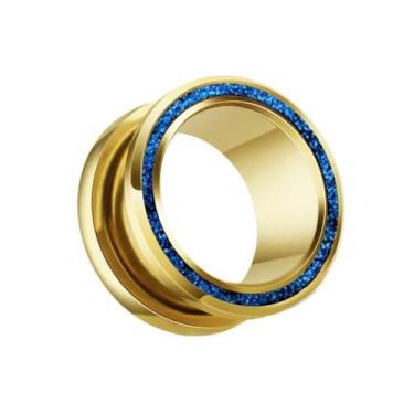 Imagem de Alargador De Aço Túnel Arbor Com Brilhos Azul Preto Dourado - IMP, Dou