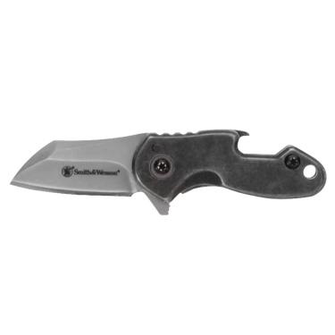 Imagem de Smith & Wesson Faca dobrável Drive 8,3 cm SS com lâmina Tanto modificada de 3,2 cm e alça lavada com pedra para atividades ao ar livre, tática, sobrevivência e EDC