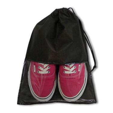 Imagem de 10 Sacos Para Sapatos / Porta Sapato Preto 36x28cm C/ Visor - IDEALIZA
