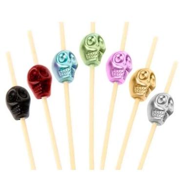 Imagem de Palitos de Bambu - Caveiras Coloridas - 20 unidades - Silver Festas - 