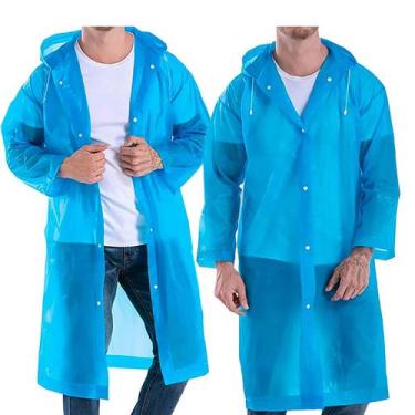 Imagem de Capa de Chuva Adulto Unissex: PVC Impermeável com Capuz e Botão de Pre