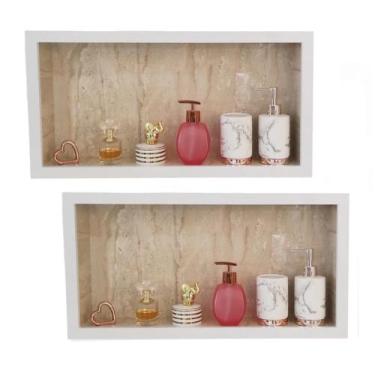Imagem de Kit 2 Nichos Para Banheiro Em Porcelanato 60x30x10 cm - PHZ, Travertin
