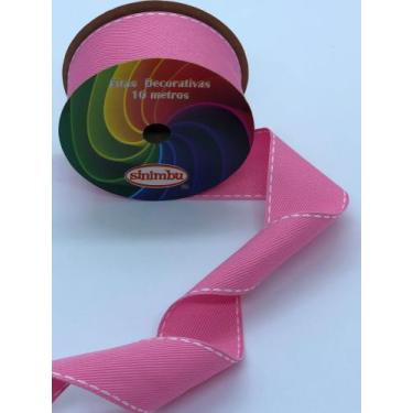 Imagem de Fita jeans escolar pesponto Branco  Sinimbu - Sinimbu , Rosa Chiclete 