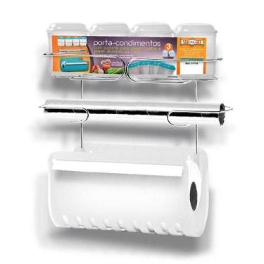 Imagem de Porta Condimento com Porta Papel Toalha Duplo Branco Niquelart N3174