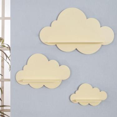Imagem de Trio De Nichos Modelo Nuvem Em Mdf Quarto De Bebê - Prateleira - Lalu 