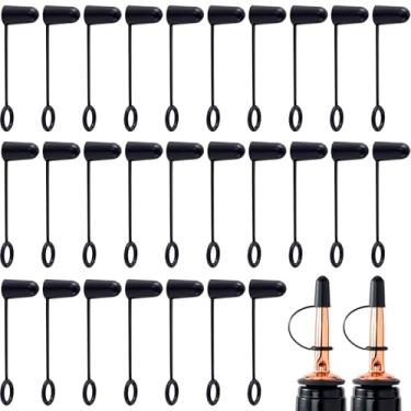 Imagem de PAGOW 30 peças de tampas de garrafa de licor com laço, tampas de garrafa de óleo para bebidas alcoólicas, tampas de garrafa de borracha, tampas de poeira para bebidas, líquidos, clubes de vinho, bares