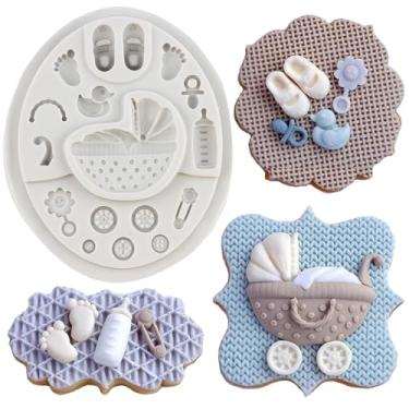 Imagem de MINFEIDMS Moldes de silicone para carrinho de bebê para chás de bebê molde de fondant para cupcake topper pasta de chiclete de doces argila de polímero