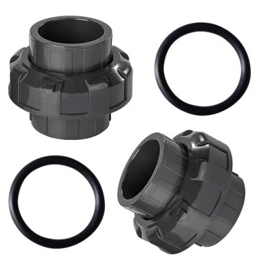 Imagem de 2 peças de encaixe de tubulação de união de PVC, adaptador de acoplamento de união deslizante de PVC de 5 cm, conjunto de acessórios de acoplamento de união de PVC com conexão de porta de soquete