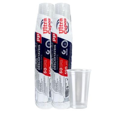 Imagem de Copo 400ml descartavel plástico pp liso 100 unid chopp suco - Ultra co