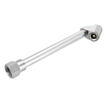 Imagem de uxcell Mandril de ar, 1/10.2 cm PT fêmea alcance estendido cabeça dupla pneu inflação pé compressor de ar inflação de ar de aço inoxidável para carro, bicicleta, motocicleta