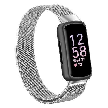 Imagem de Pulseira de substituição para Fitbit Inspire 3, pulseiras de relógio de metal ajustáveis com laço magnético, pulseira de relógio fitness de substituição, acessórios para Fitbit Inspire 3 mulheres e homens (prata)