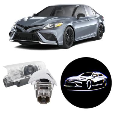 Imagem de akarin 2 peças de luzes LED com logotipo de porta de carro compatíveis com Camry xv70 xv50 xv40 2007-presente projetor de cortesia laser luz de boas-vindas lâmpada de poça fácil instalação acessórios