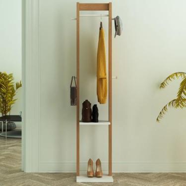 Imagem de Cabideiro Mancebo Amêndoa/Branco Az1019 - Tecno Mobili, Marrom Claro