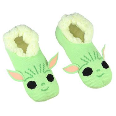 Imagem de Meias femininas Star Wars The Mandalorian Baby Yoda forradas de ovelha com sola antiderrapante, Baby Yoda, 5-10