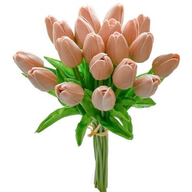 Imagem de Mandy's 20 peças de flores artificiais de tulipa artificial de seda 34,3 cm para o Dia das Mães, Páscoa, Dia dos Namorados, presentes a granel para decoração de casa, cozinha, casamento