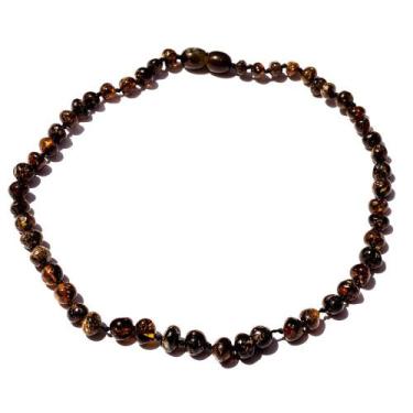 Imagem de Colar de Âmbar Báltico Verde Escuro Polido para Bebê - Âmbar Original