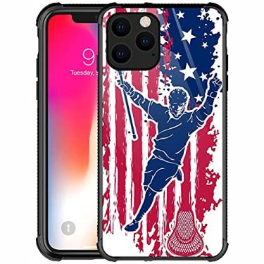 Imagem de Capa para iPhone 12 Pro Max com estampa de bandeira americana de lacrosse para meninas e meninos, design de imagem à prova de choque, capa traseira rígida de policarbonato para Apple iPhone 12 Pro Max