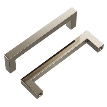 Imagem de Hickory Hardware Pacote com 10 puxadores de armário de cozinha de núcleo sólido, puxadores de armário de luxo, ferragens para portas e gavetas de cômoda, centro de furo de 96 mm, níquel polido, coleção Skylight