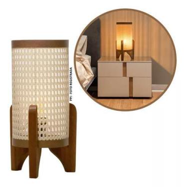 Imagem de Abajur Pequena De Quarto Luminária De Mesa Madeira Moderna - Jac Decor