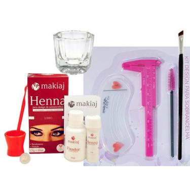 Imagem de renna sobrancelha kit designer completo henna makiaj paquimetro pincel