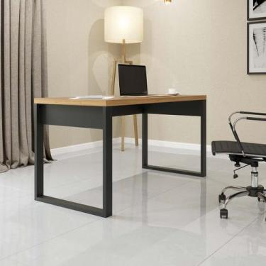 Imagem de Mesa Escrivaninha 135x68 Cm Office Industrial 100% MDF Freijó Preto Fo