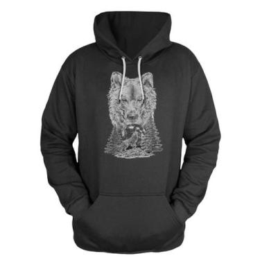 Imagem de Blusa De Frio Moletom Canguru Com Capuz Lobo - MP Moda Masculina, M, P