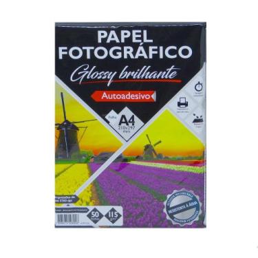 Imagem de Papel Fotográfico Glossy Brilhante Adesivo A4 115g 50 Folhas - BRW