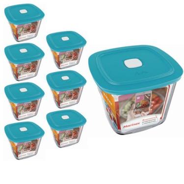 Imagem de Pote Vidro Quadrado Alto Facilita  Com Tampa 1L Marinex 7Un - NADIR FI