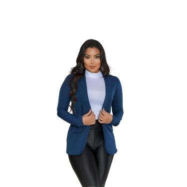Imagem de Blazer Social em Alfaiataria com Bolso Falso Lateral - luh may, G, Azu