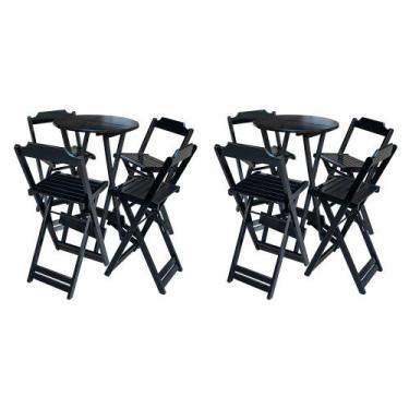 Imagem de Kit 2 Jogos de Mesa Bistrô de Madeira com 4 Cadeiras Dobravel Ideal pa