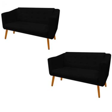 Imagem de Kit 02 Namoradeira  Decorativa  Céci Pés Madeira 2 Lugares Sala de Est