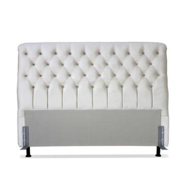 Imagem de Cabeceira de Cama Box Queen 158 cm Padua Larhome Suede Veludo Bege