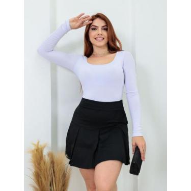 Imagem de Saia Curta Plissada Estilo Colegial - luh may, Preto, M