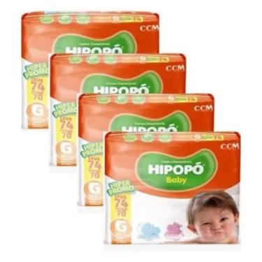 Imagem de Fralda infantil Hipopo 4 Pacotes Hiper Tamanho G - 296 Unidades - Hipo