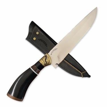 Imagem de Faca Churrasco 8P Inox 3mm Polida Chifre Preto com Guarda - Patron