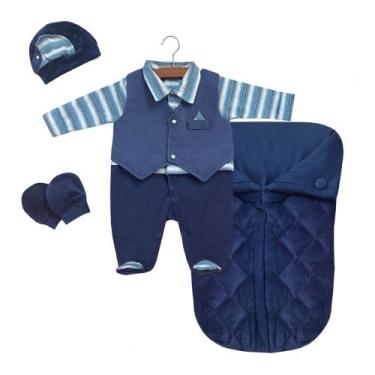 Imagem de Saida Maternidade Lucca Menino Listrado 022-14 - PEQUENO ANJO, Azul, R