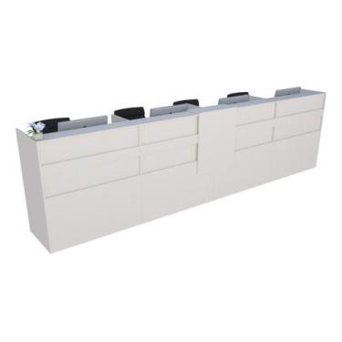 Imagem de Balcão Recepção Caixa 526cm Branco - Linha Premium - Modelo 1.1 - Marc
