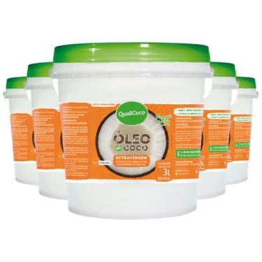 Imagem de Kit 5 Óleo de Coco Extra Virgem Qualicoco 3 Litros - Qualicôco