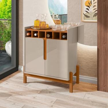 Imagem de Aparador Bar Lizz Adega Com Pés De Madeira Maciça Barzinho 79cm Off White